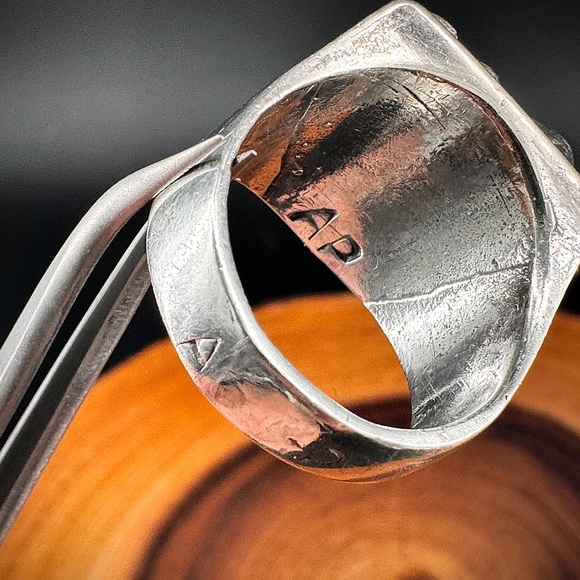 Vintage Sterling Silver Turquoise Ring | Size 11 | Native American Jewelry - Picture 6 of 9